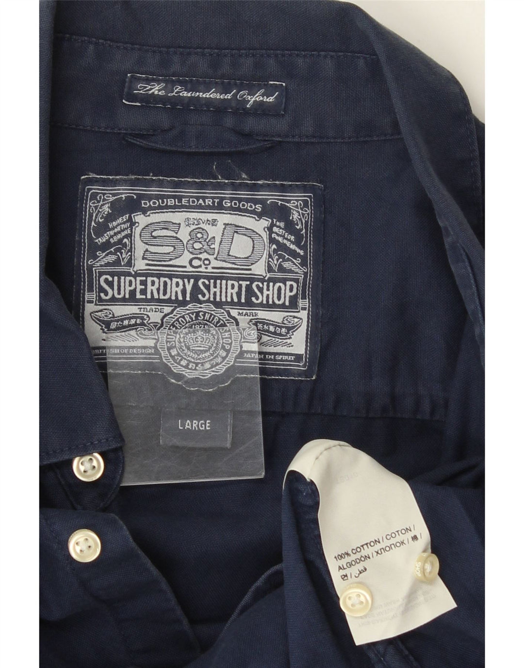 Ανδρικό πουκάμισο Superdry Μεγάλο Βαμβακερό Navy Blue