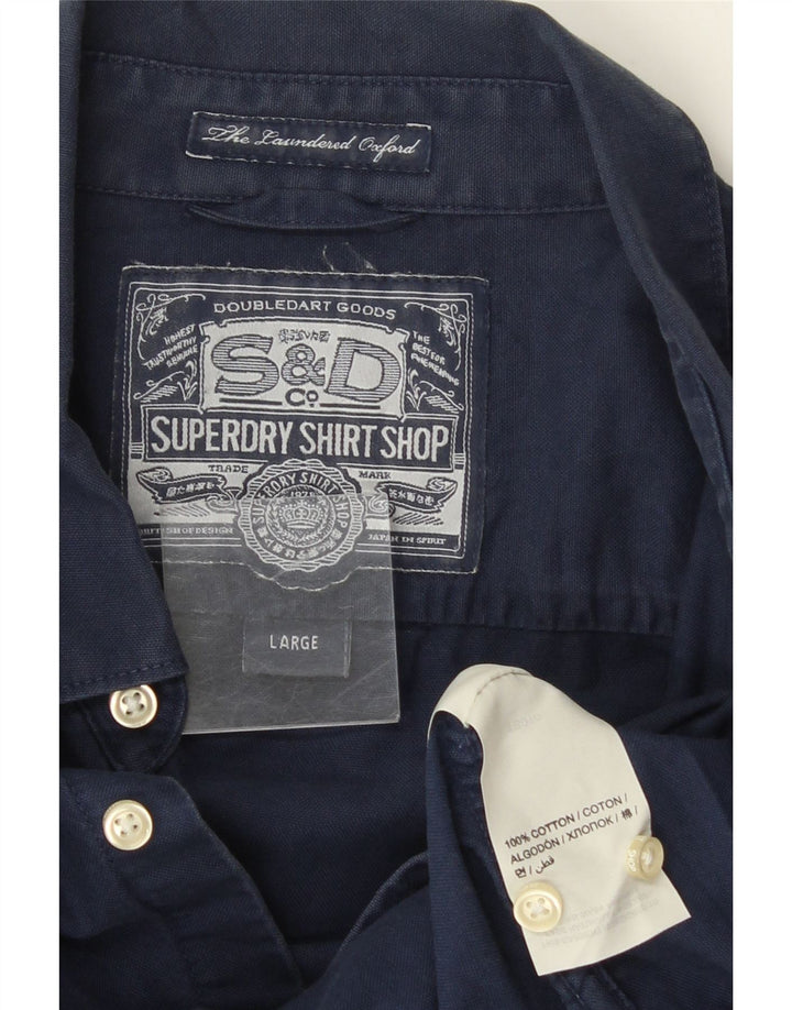 Ανδρικό πουκάμισο Superdry Μεγάλο Βαμβακερό Navy Blue