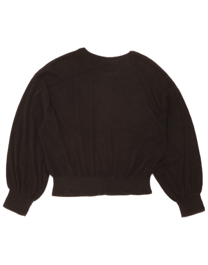 Zara Γυναικεία Crop Μακρυμάνικη Μπλούζα Oversized Μπλούζα UK 10 Small Black