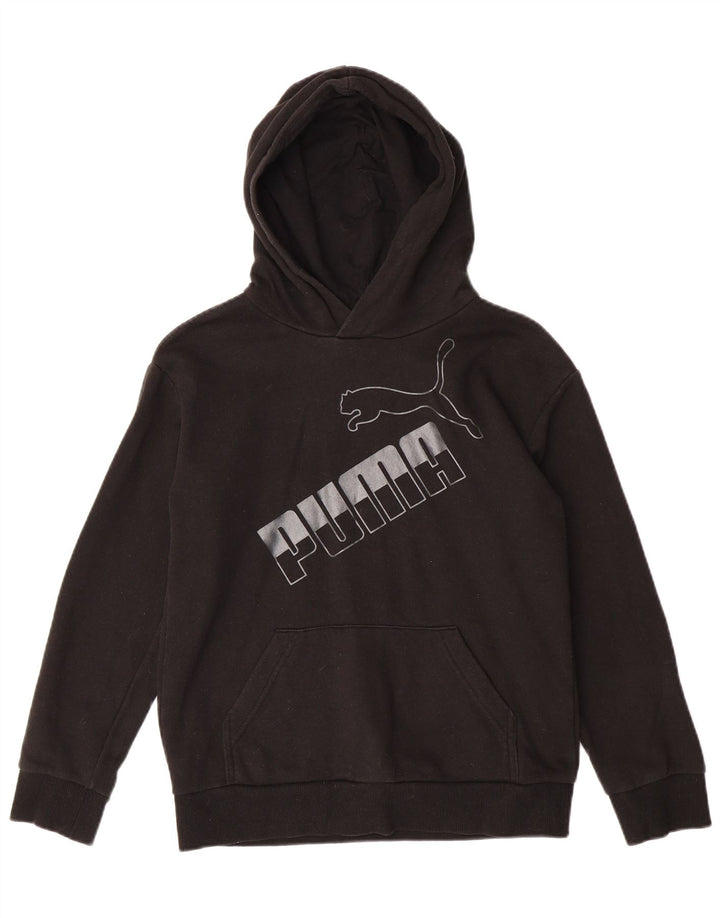 PUMA Boys Graphic Hoodie Jumper 10-11 Years Medium Black