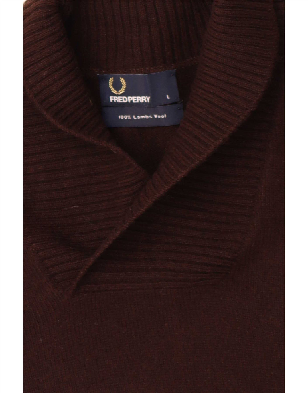 Fred Perry Ανδρικό πουλόβερ με σάλι λαιμόκοψη μεγάλο καφέ μαλλί αρνιού
