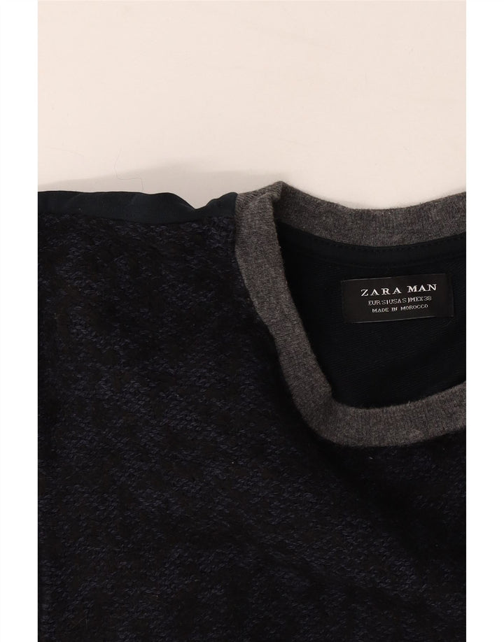 Ανδρικό πουλόβερ με λαιμόκοψη Zara Small Navy Blue Colourblock