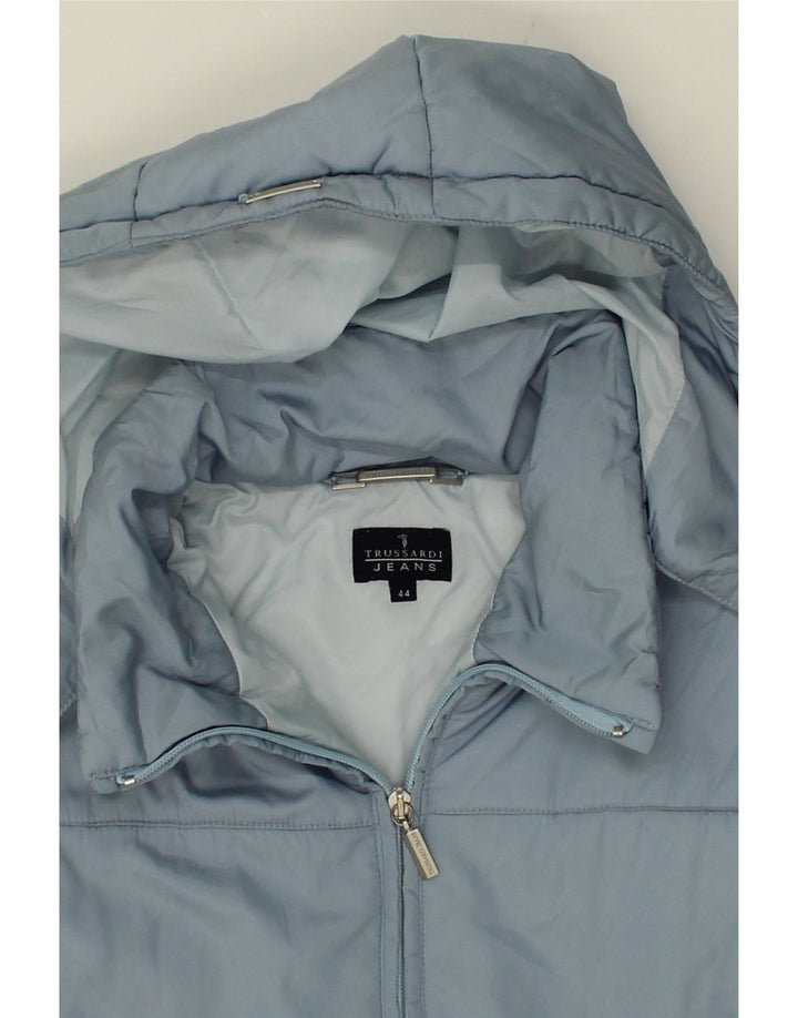 TRUSSARDI JEANS Womens Hooded Padded Coat IT 44 Medium Blue Vintage Trussardi Jeans and Second-Hand Trussardi Jeans from Messina Hembry 