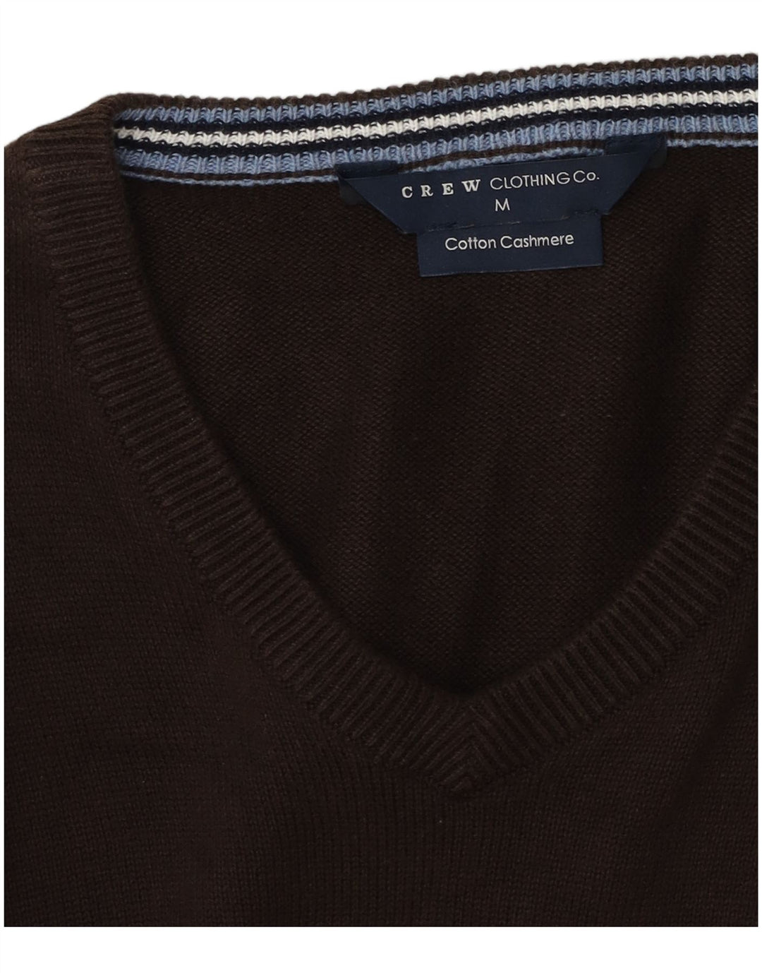 Crew Clothing Ανδρικό πουλόβερ με λαιμόκοψη σε μεσαίο καφέ βαμβακερό