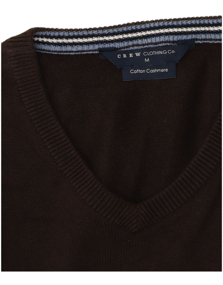 Crew Clothing Ανδρικό πουλόβερ με λαιμόκοψη σε μεσαίο καφέ βαμβακερό