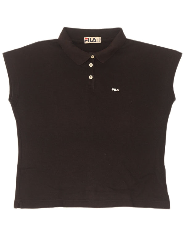 Fila Γυναικείο Πόλο Μπλουζάκι IT 48 XL Μαύρο βαμβακερό
