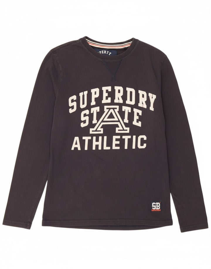 Ανδρικό γραφικό μπλουζάκι Superdry, μακρυμάνικο, βαμβακερό σε μπλε ναυτικό