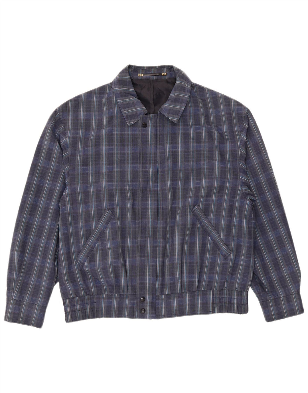 Vintage Ανδρικό Bomber Jacket IT 50 Large Navy Blue Check Polyester