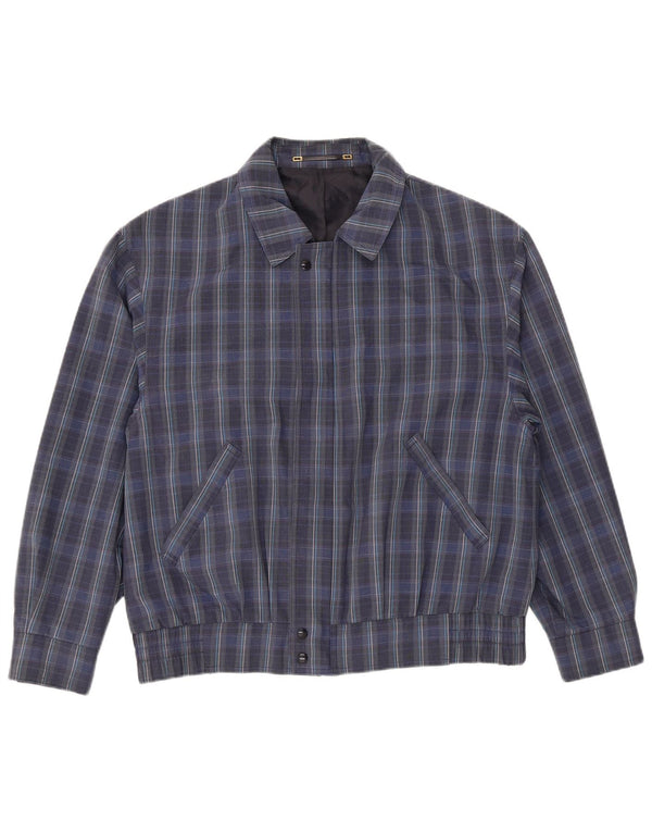 Vintage Ανδρικό Bomber Jacket IT 50 Large Navy Blue Check Polyester