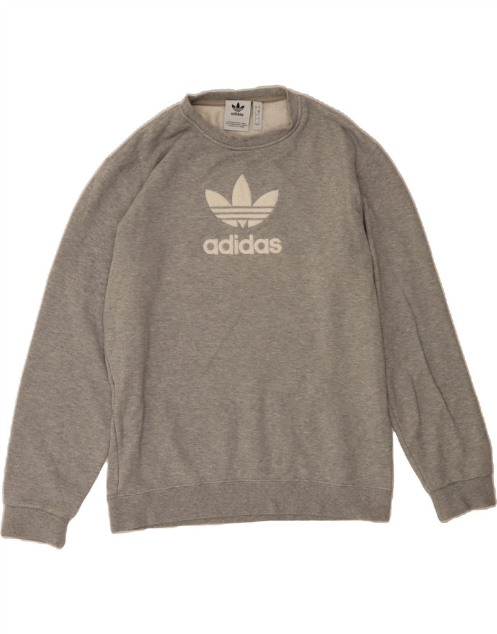 ADIDAS Mens Graphic Sweatshirt Jumper Small Grey Cotton Vintage Adidas and Second-Hand Adidas from Messina Hembry 