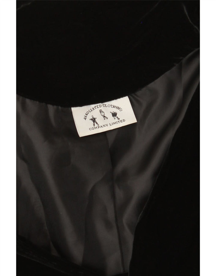 VINTAGE Γυναικείο βελούδινο σακάκι με 3 κουμπιά UK 12 Medium Black
