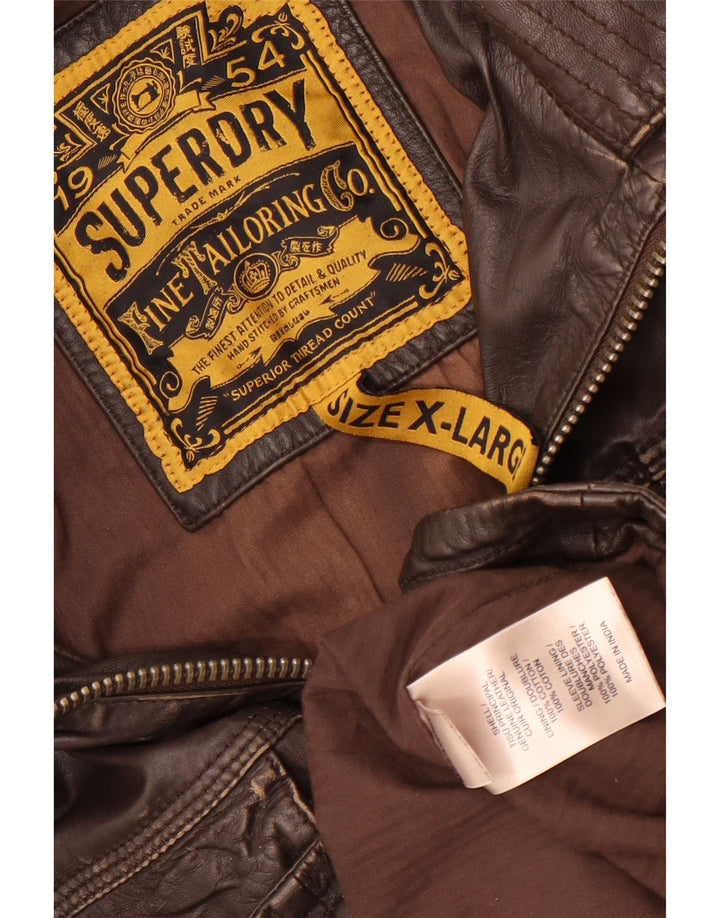 Superdry Ανδρικό Δερμάτινο Στρατιωτικό Μπουφάν UK 42 XL Καφέ Δερμάτινο