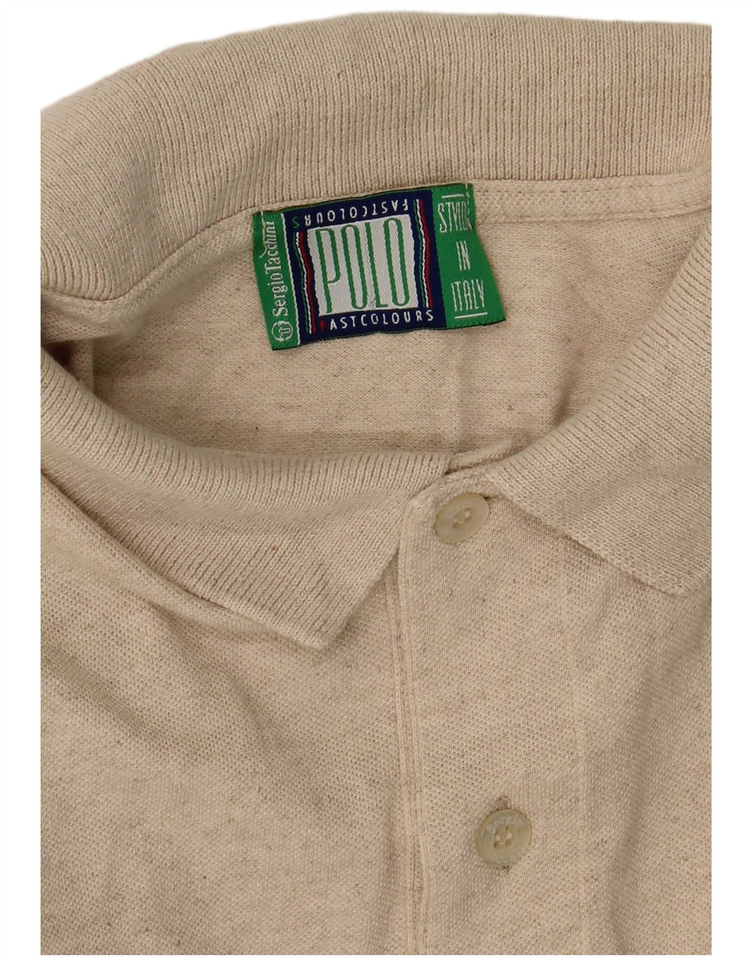 SERGIO TACCHINI Mens Polo Shirt Large Beige Cotton
