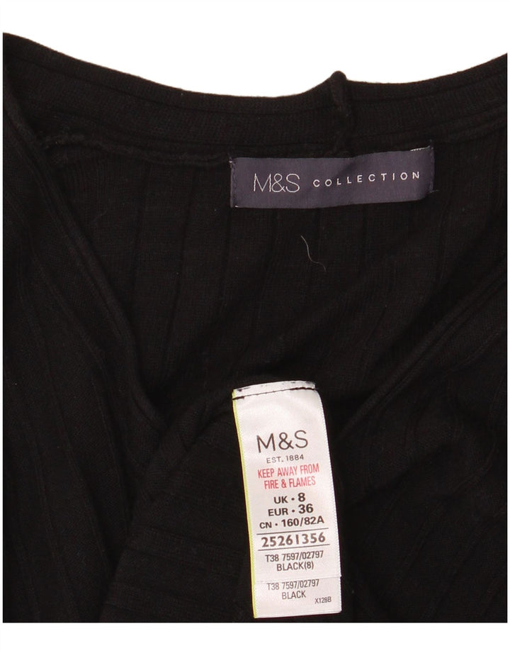 Marks & Spencer Γυναικείο πουλόβερ με λαιμόκοψη με V λαιμόκοψη UK 8 Small Black Viscose