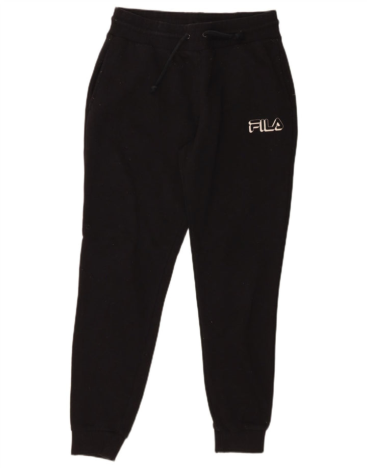 FILA Womens Graphic Tracksuit Trousers Joggers UK 14 Medium Black