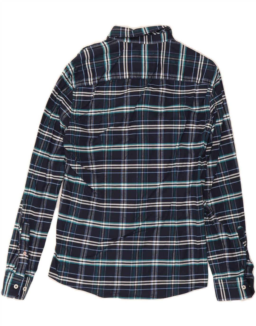 CREW CLOTHING Mens Stretch Flannel Shirt Medium Navy Blue Check Cotton Vintage Crew Clothing and Second-Hand Crew Clothing from Messina Hembry 
