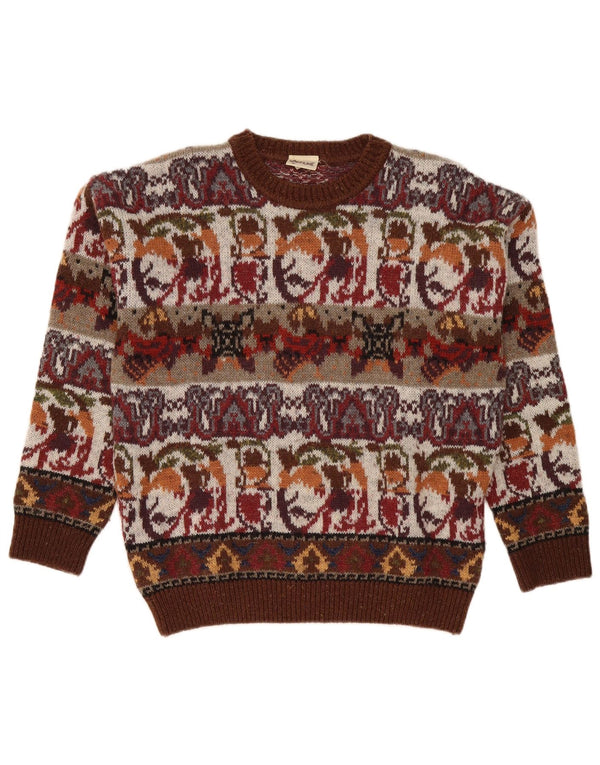 Ανδρικό πουλόβερ Fiume Crew Neck Jumper IT 50 Medium Burgundy Fair Isle Acrylic