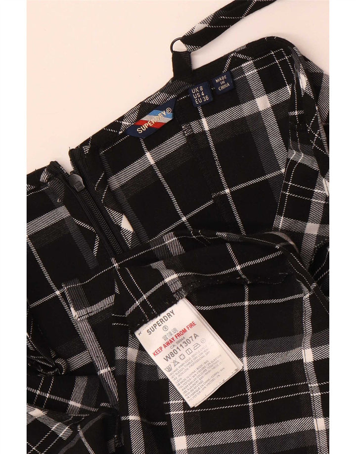 Superdry Γυναικείο φόρεμα Pinafore UK 8 Μικρό μαύρο καρό πολυεστέρα