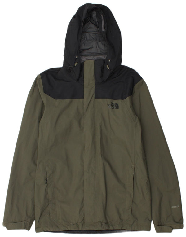The North Face Mens Dryvent Rain Jacket UK 36 Small Khaki Colourblock