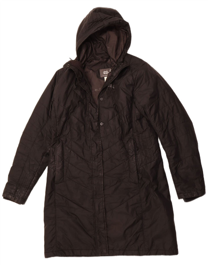 JACK WOLFSKIN Γυναικείο παλτό με κουκούλα UK 16 μεγάλο μαύρο πολυεστέρα