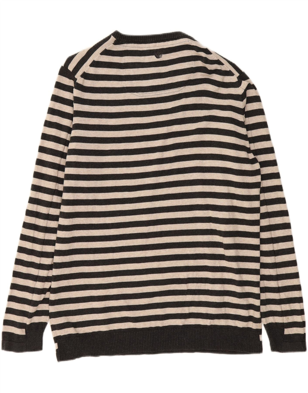 FAT FACE Ανδρικό πουλόβερ με λαιμόκοψη XL γκρι βαμβακερό ριγέ