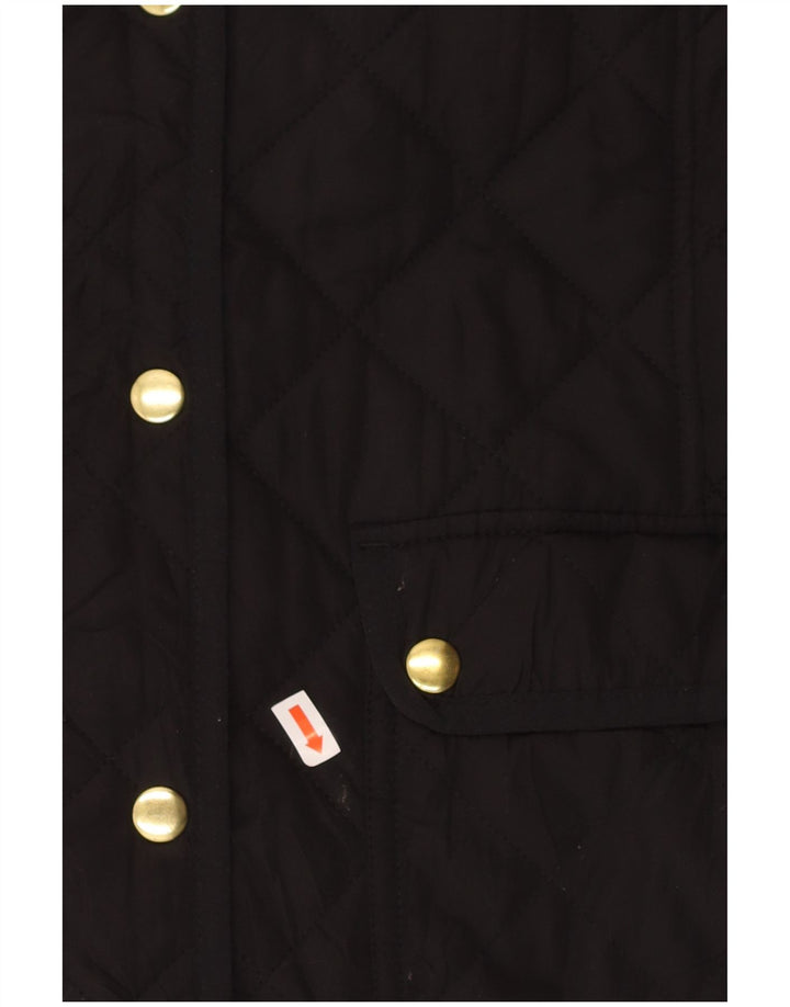 J. CREW Womens Quilted Jacket UK 10 Small Black Polyester