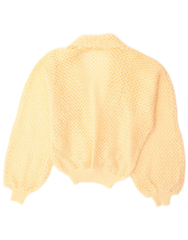 Vintage γυναικείο βελονάκι ζακέτα UK 14 Medium Yellow