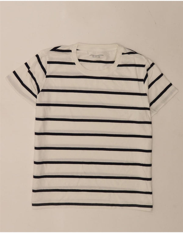 French Connection Womens T-Shirt Top UK 18 XL White Striped Cotton