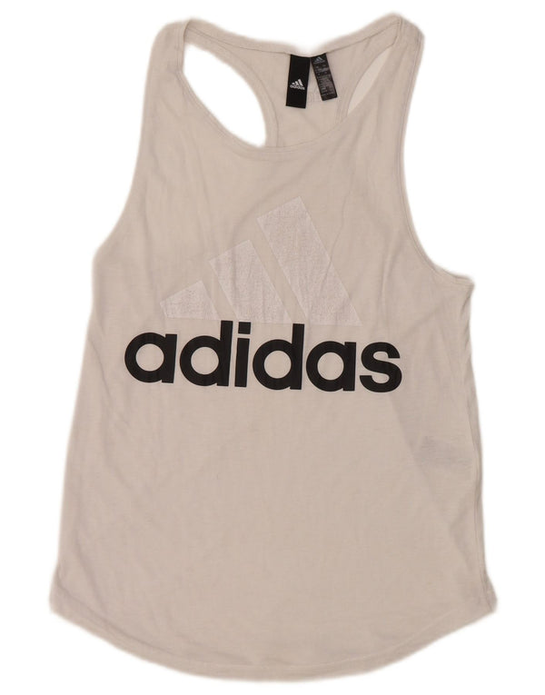 Adidas Womens Graphic Vest Top UK 4/6 XS White Polyester Sports