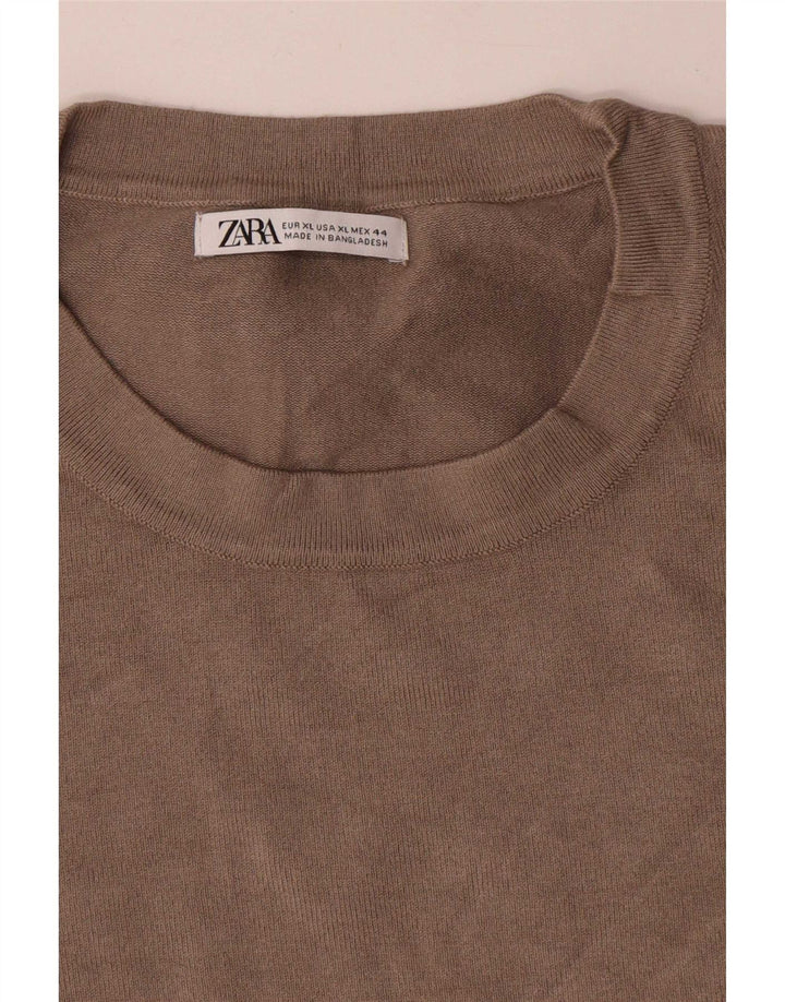 Ανδρικό πουλόβερ Zara με λαιμόκοψη XL γκρι βισκόζη