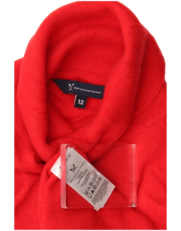 Crew Clothing Γυναικεία πουλόβερ με ρολό λαιμόκοψη UK 12 μεσαίο κόκκινο μαλλί Merino