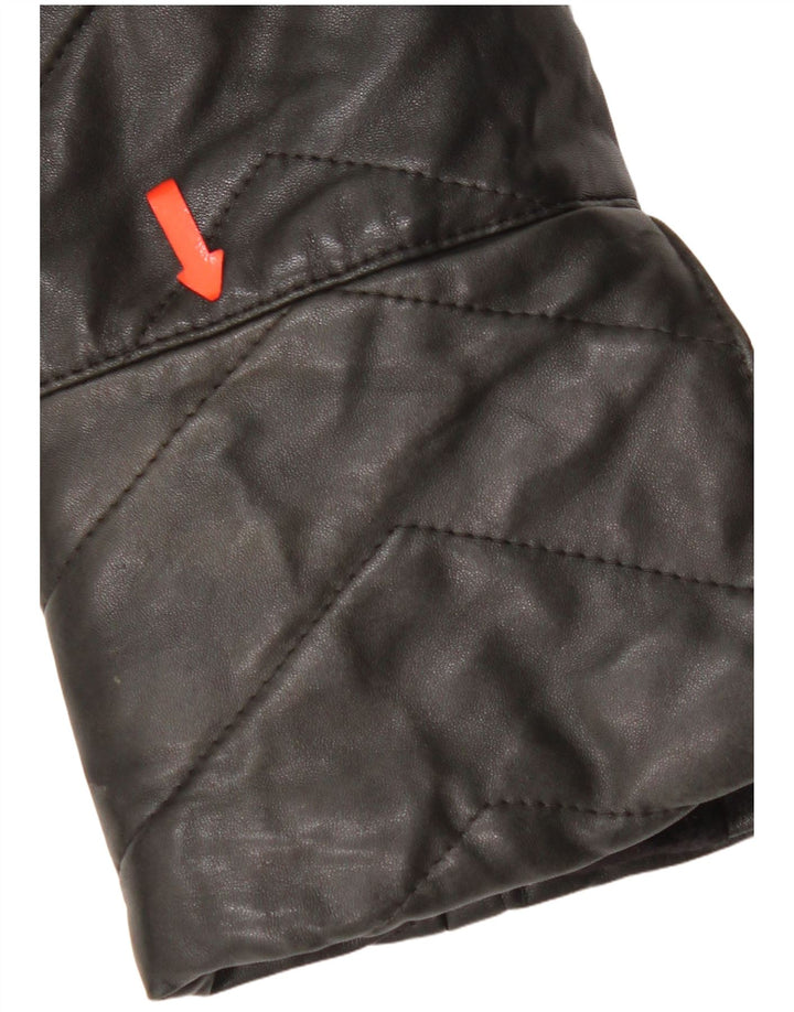 Vintage Γυναικείο Δερμάτινο Παλτό UK 14 Medium Black Leather