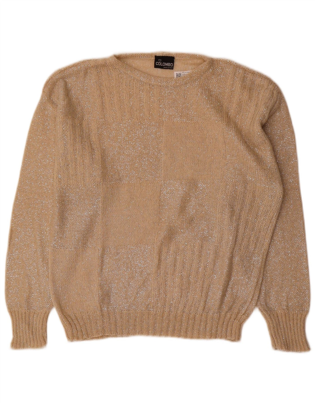 Colombo Γυναικείο πουλόβερ με λαιμόκαυστο UK 12 Medium Beige γεωμετρικό