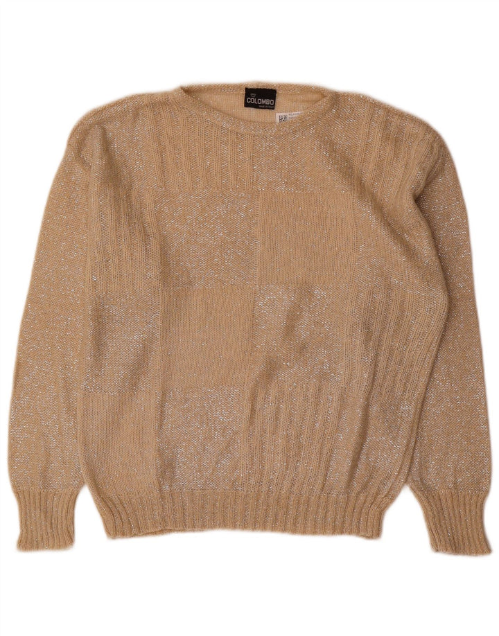 Colombo Γυναικείο πουλόβερ με λαιμόκαυστο UK 12 Medium Beige γεωμετρικό