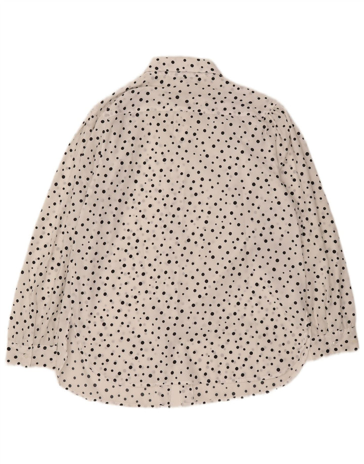VINTAGE Womens Shirt Blouse EU 42 Large White Polka Dot Polyester