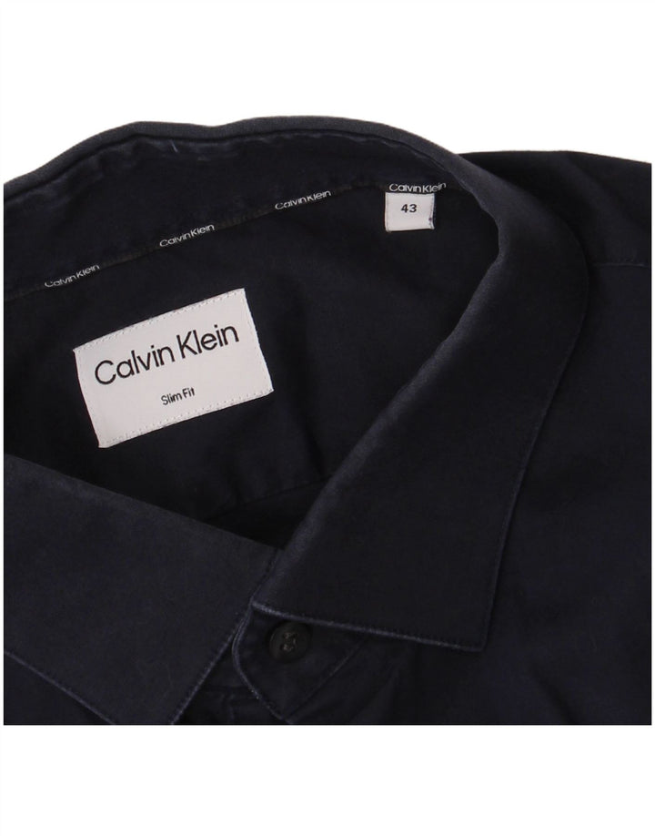 Ανδρικό πουκάμισο Calvin Klein Slim Fit Size 43 Large Navy Blue