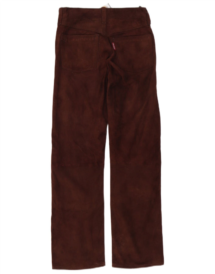 Γυναικείο ίσιο σουέτ παντελόνι MONTGOMERY W27 L29 Καφέ Δερμάτινο