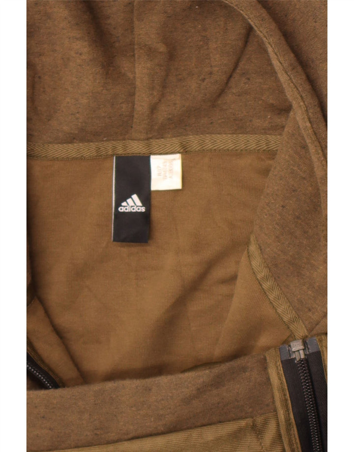 Ανδρικό πουλόβερ Adidas με φερμουάρ με κουκούλα σε μεγάλο καφέ