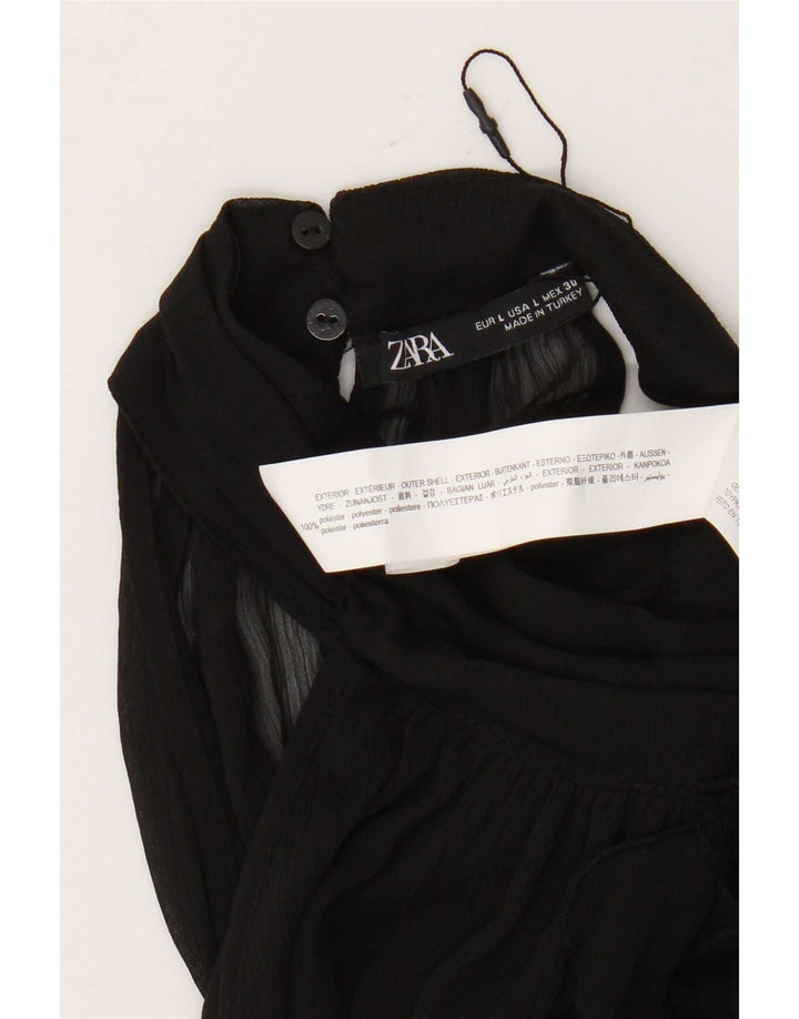 Zara γυναικείο βολάν μπροστινό καπίστρι UK 16 Large Μαύρο Πολυεστέρας