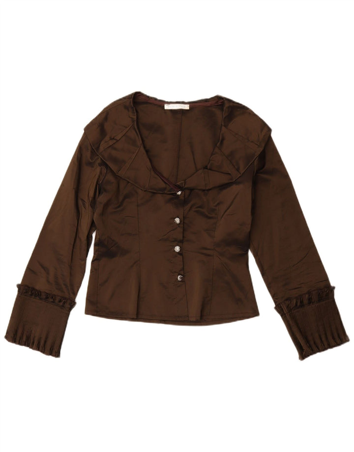 Vintage γυναικείο σετ 4 κουμπιών 2 τεμαχίων φούστα IT 44 Medium W30 Brown Acetate