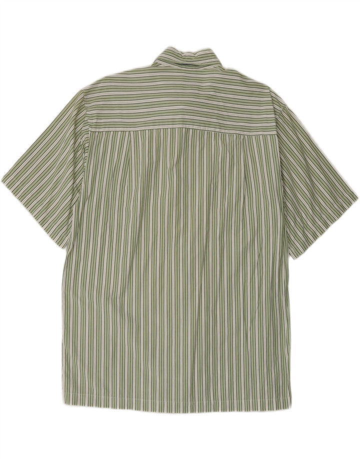 IZOD Mens Short Sleeve Shirt Medium Green Striped Cotton Vintage Izod and Second-Hand Izod from Messina Hembry 
