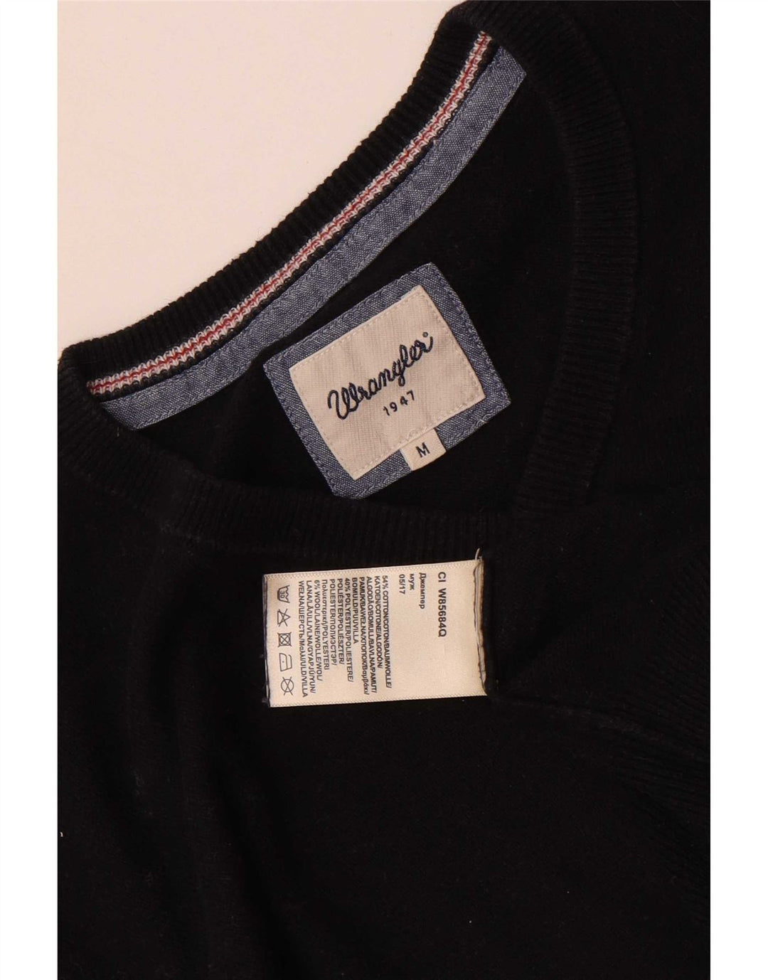 Ανδρικό πουλόβερ Wrangler με V λαιμόκοψη, μεσαίο μαύρο βαμβακερό