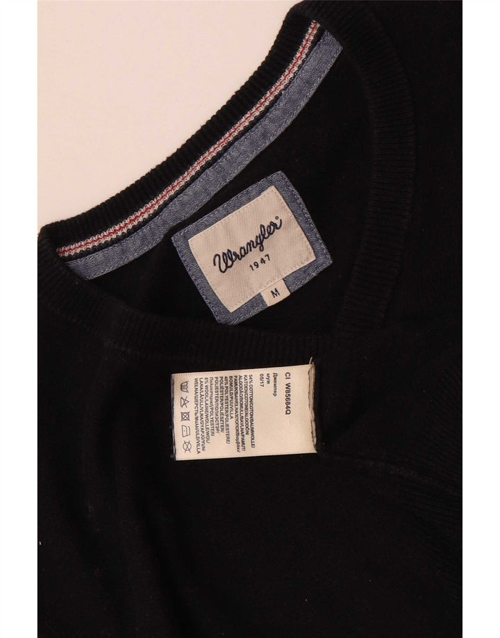 Ανδρικό πουλόβερ Wrangler με V λαιμόκοψη, μεσαίο μαύρο βαμβακερό