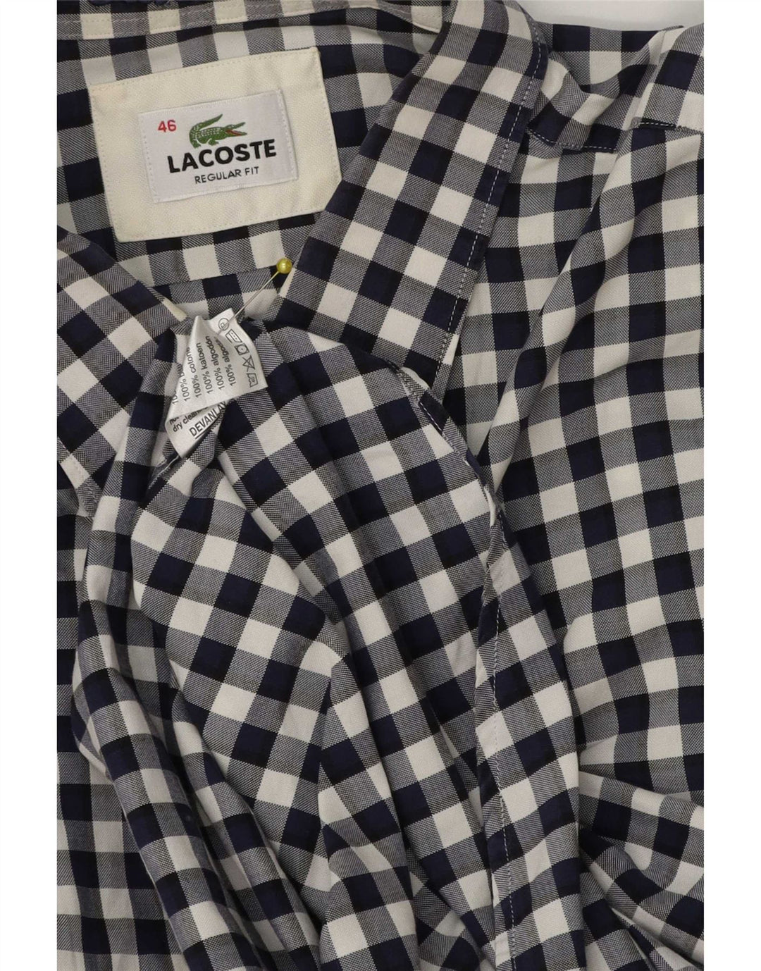 Ανδρικό πουκάμισο Lacoste με κανονική εφαρμογή νούμερο 46 2XL Navy Blue Gingham Cotton