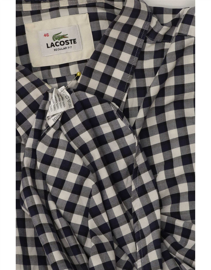 Ανδρικό πουκάμισο Lacoste με κανονική εφαρμογή νούμερο 46 2XL Navy Blue Gingham Cotton