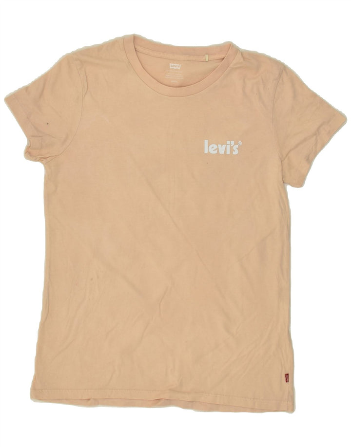 LEVI'S Womens Graphic T-Shirt Top UK 10 Small Beige | Vintage Levi's | Thrift | Second-Hand Levi's | Used Clothing | Messina Hembry 