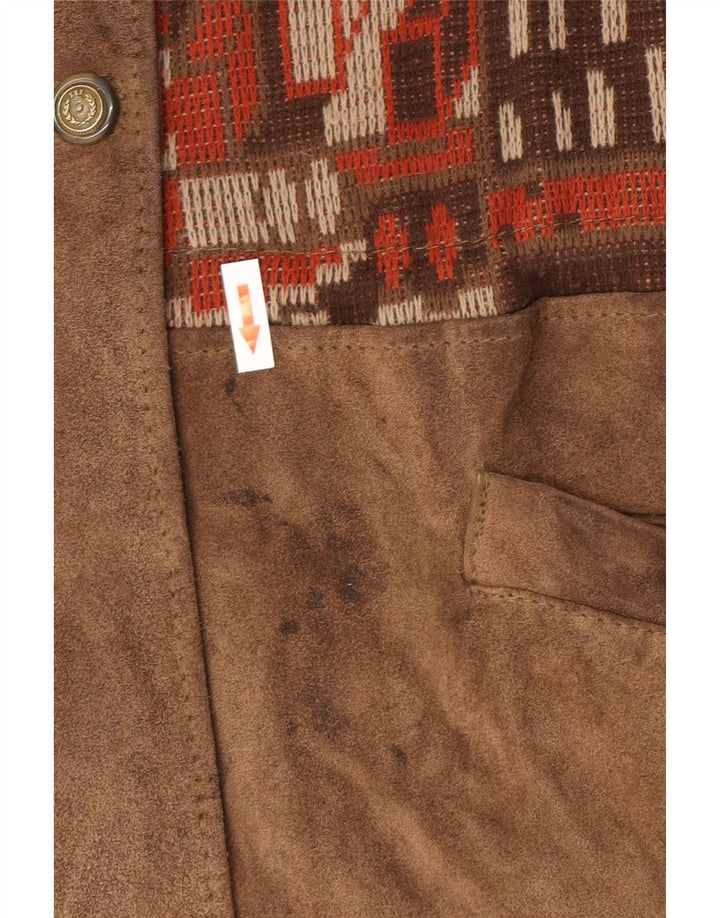 Vintage Γυναικείο Suede Oversized Windbreaker Coat IT 46 Large Beige Geometric