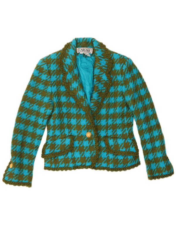Carlisle Γυναικείο σακάκι σακάκι με 1 κουμπί UK 10 Small Blue Houndstooth μαλλί