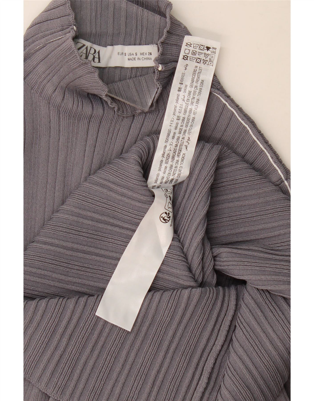 Zara Γυναικείο μακρυμάνικο Bodycon Φόρεμα UK 8 Small Grey Polyamide