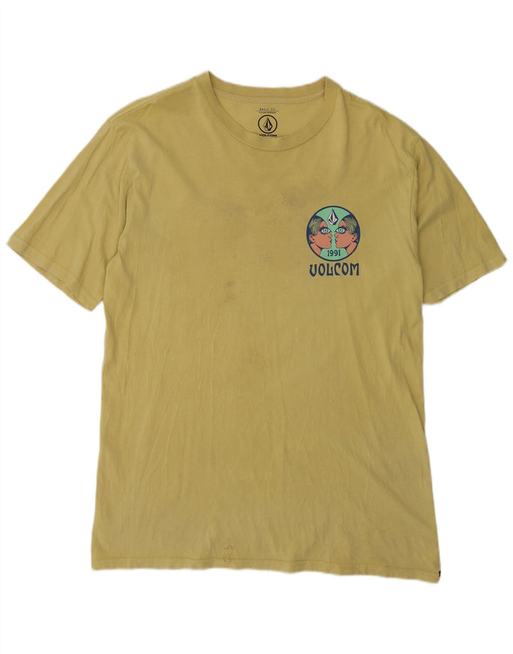 Ανδρικό γραφικό T-Shirt Volcom Τοπ μεσαίο κίτρινο βαμβακερό